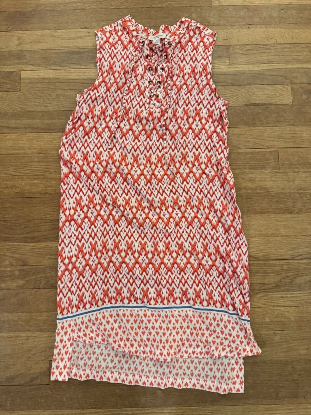 Beachlunchlounge Orange White Sleeveless Knee Length Shift Dress - Sz S b33